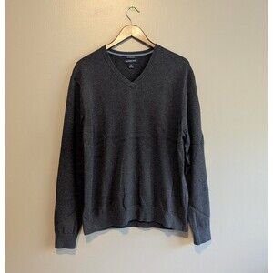Lands' End Size XL Sweater Mens V-Neck Soft Gray Supima Cotton Extra Large LS